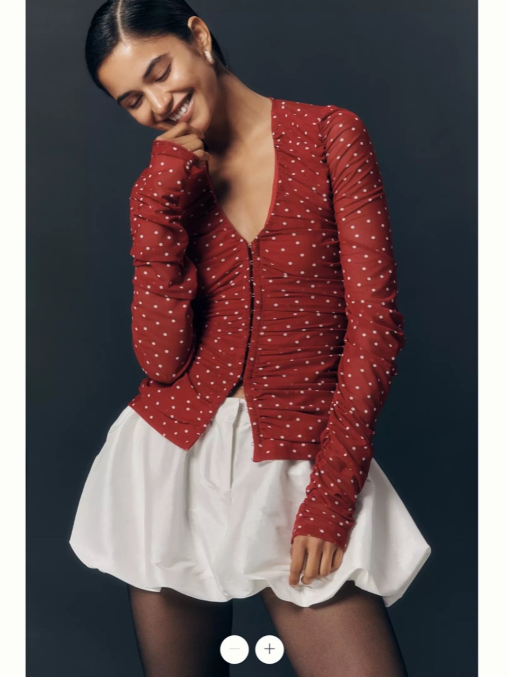 Anthropologie Maeve Ruched Long-Sleeve V-Neck Top - Picture 2 of 4